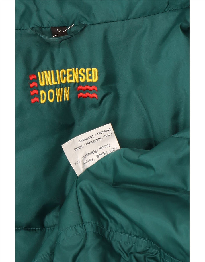 Wattierte Vintage-Herrenjacke mit Kapuze, UK 40, groß, Marineblau, Farbblock