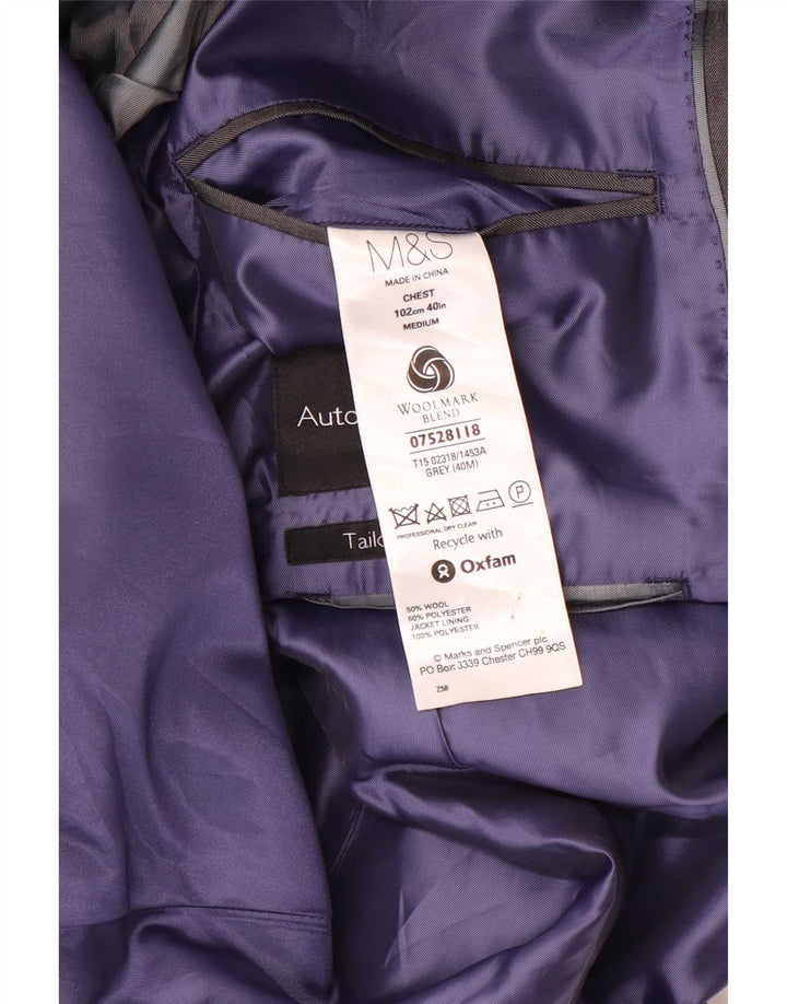 Marks & Spencer Herren-Blazer mit maßgeschneiderter Passform, UK 40, mittelgraue Wolle