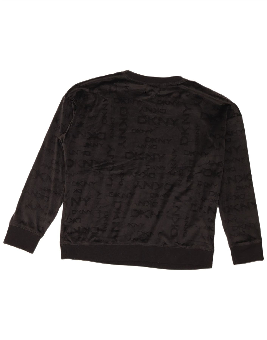 Dkny Damen-Sweatshirt-Pullover aus Velours in Übergröße mit grafischer Grafik, Gr. 40, Größe L, Schwarz