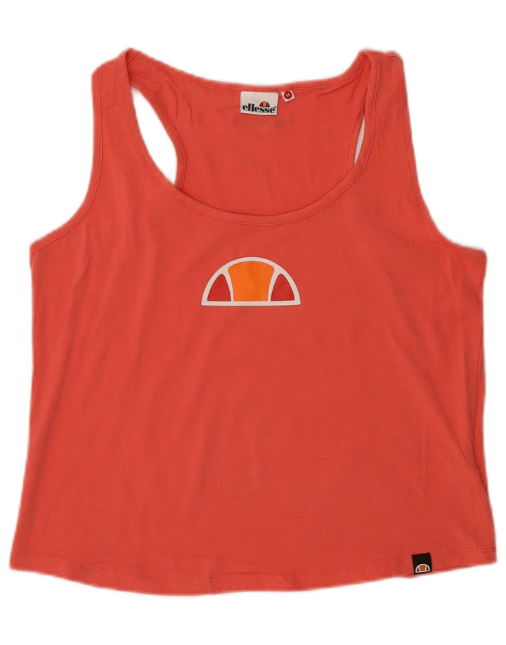 ELLESSE Womens Crop Graphic Vest Top UK 12 Medium Pink Cotton