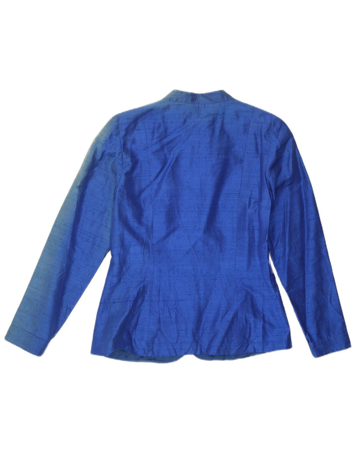 Vintage Damen Blazer Jacke UK 12 Mittelblaue Seide