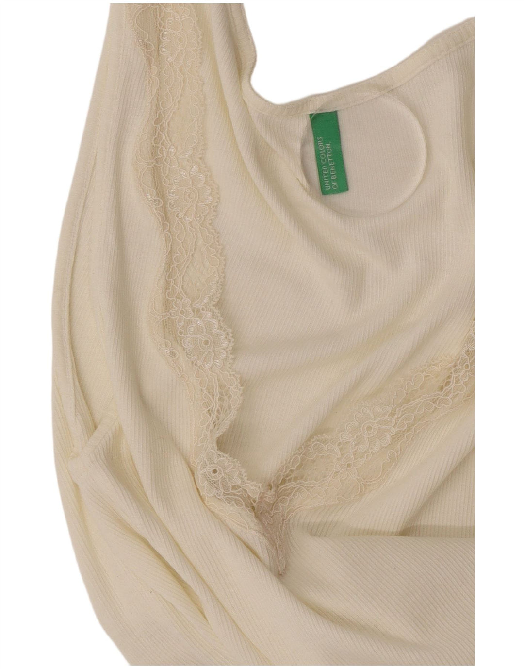 Benetton Damen ärmelloses Blusenoberteil UK 12 Mittelweiß
