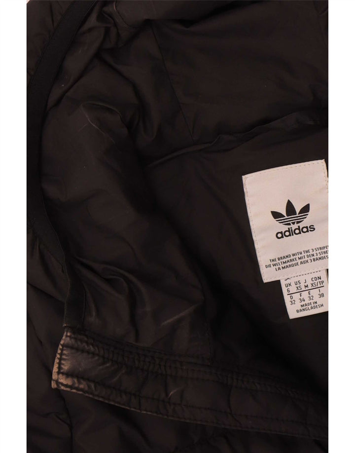 Adidas Wattierte Damenjacke mit Kapuze UK 6 XS Schwarz Polyester