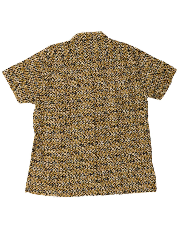 Springfield Herren Kurzarm-Hemd mit individueller Passform, 2XL, gelb, geometrisch