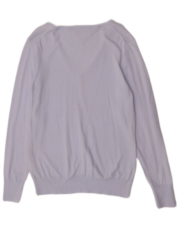 Tommy Hilfiger Damen-Pullover mit V-Ausschnitt, Gr. 18, XL, blaue Baumwolle
