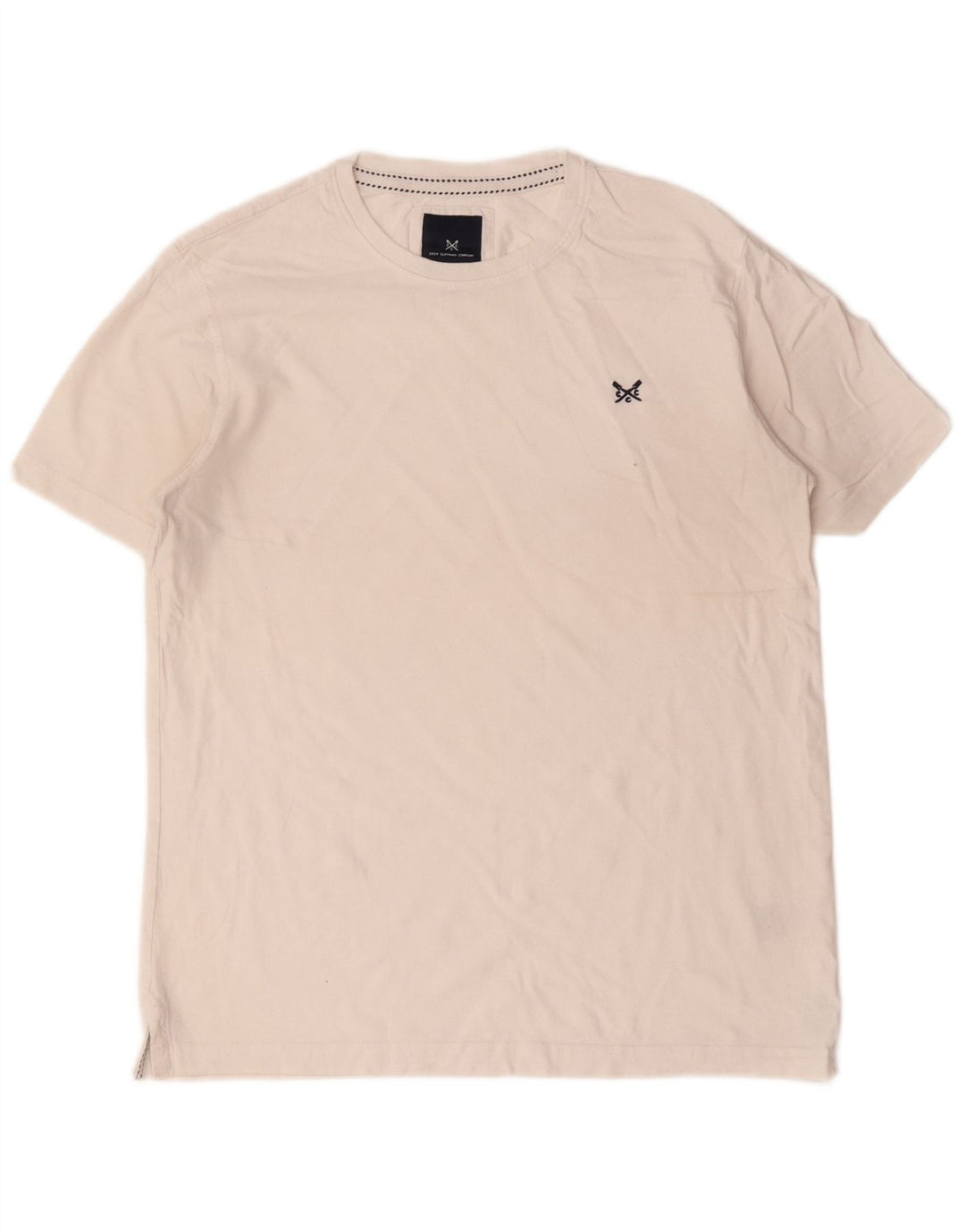Crew Clothing Herren-T-Shirt-Oberteil aus mittelweißer Baumwolle