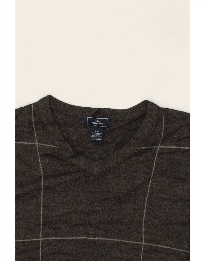 DOCKERS Mens Vest Tank Top Large Grey Check Acrylic Vintage Dockers and Second-Hand Dockers from Messina Hembry 
