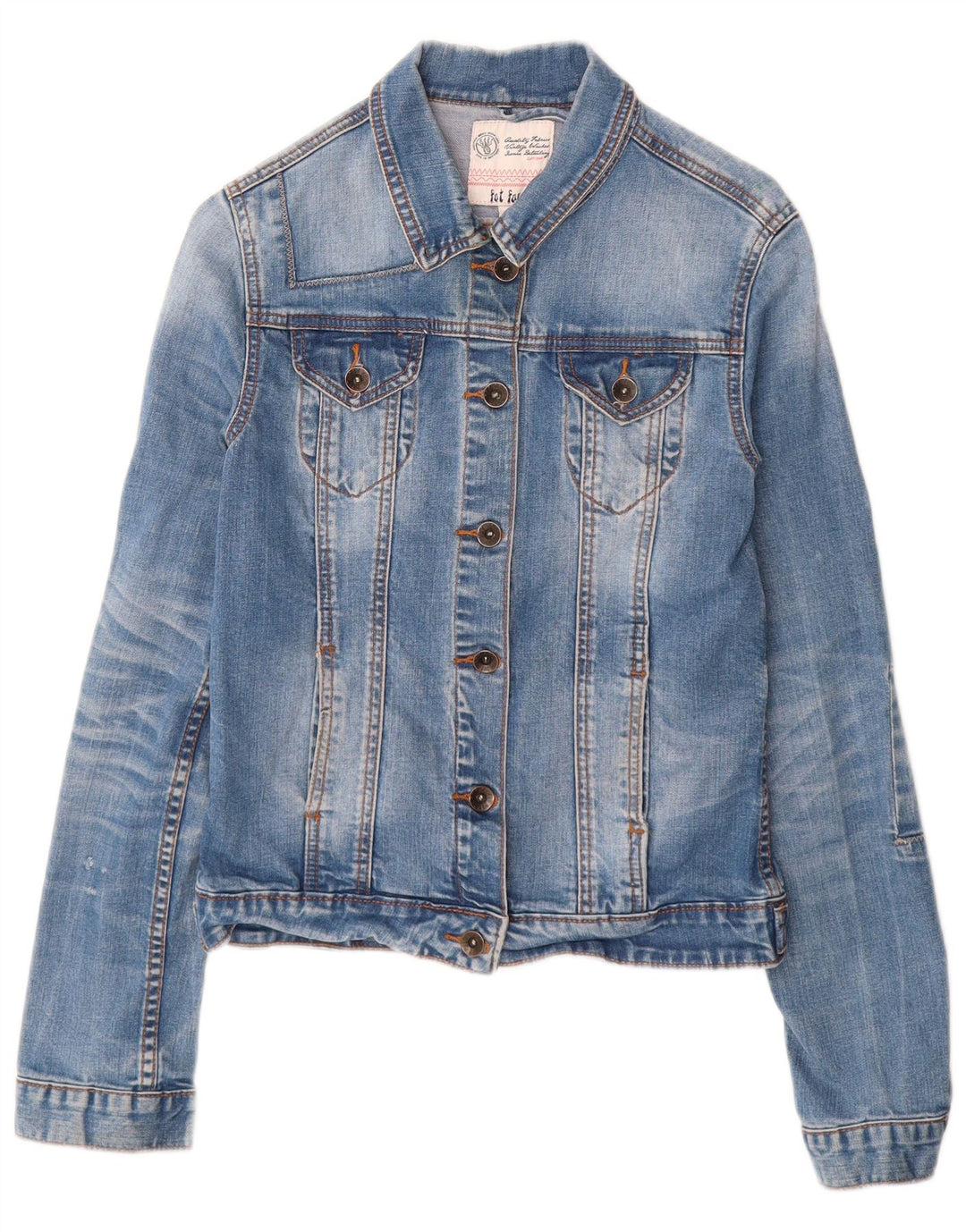 FAT FACE Damen Jeansjacke UK 8 Small Blaue Baumwolle