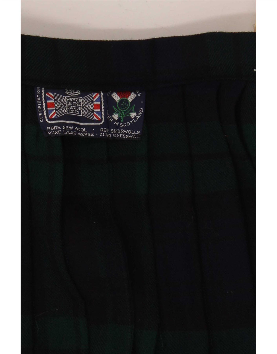 Vintage Damen Wickel-Faltenrock W28 Medium Marineblau karierte Schurwolle