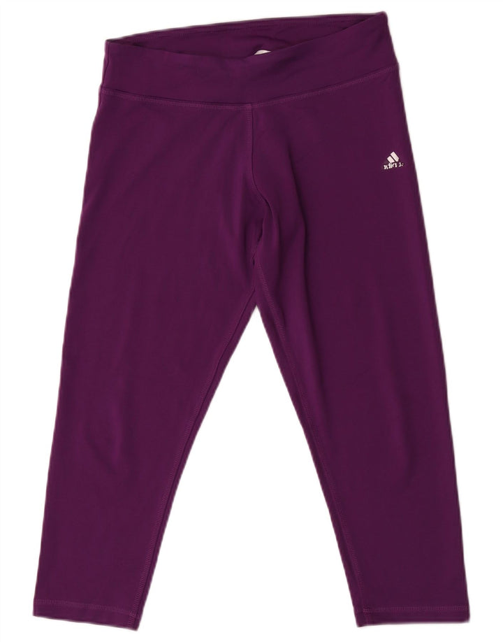 Adidas Damen Climalite Capri Leggings UK 8/10 Small Lila Polyester