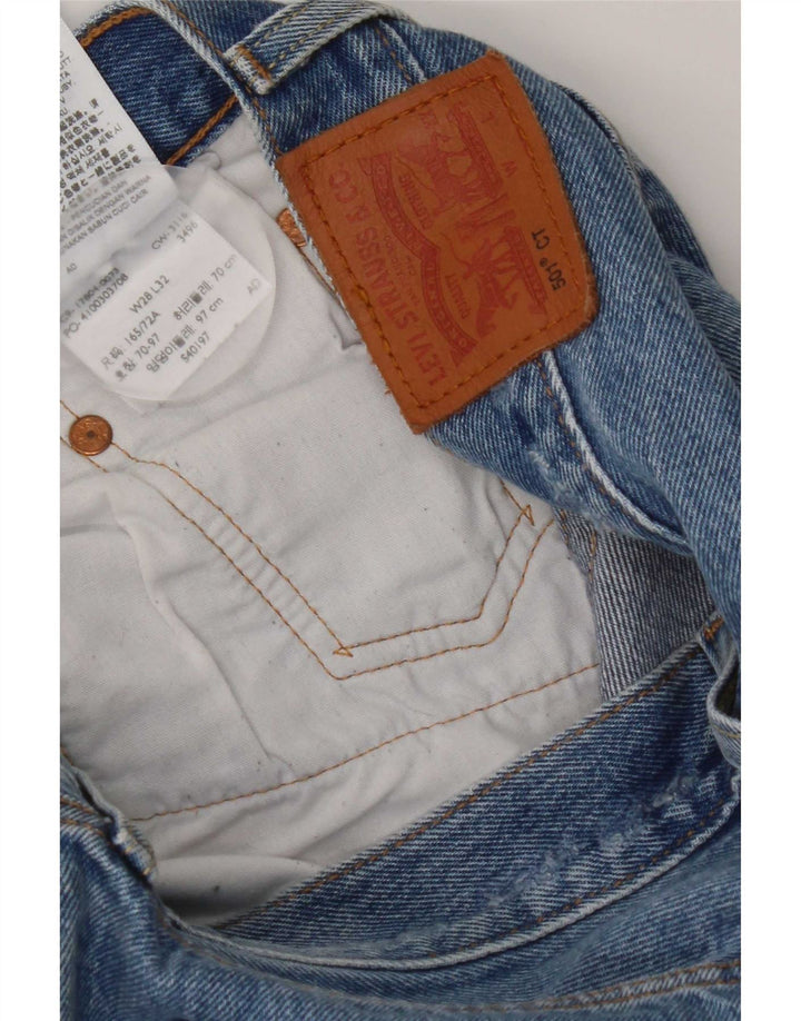 Levi's Damen 501 Distressed Straight Jeans W28 L32 Blaue Baumwolle