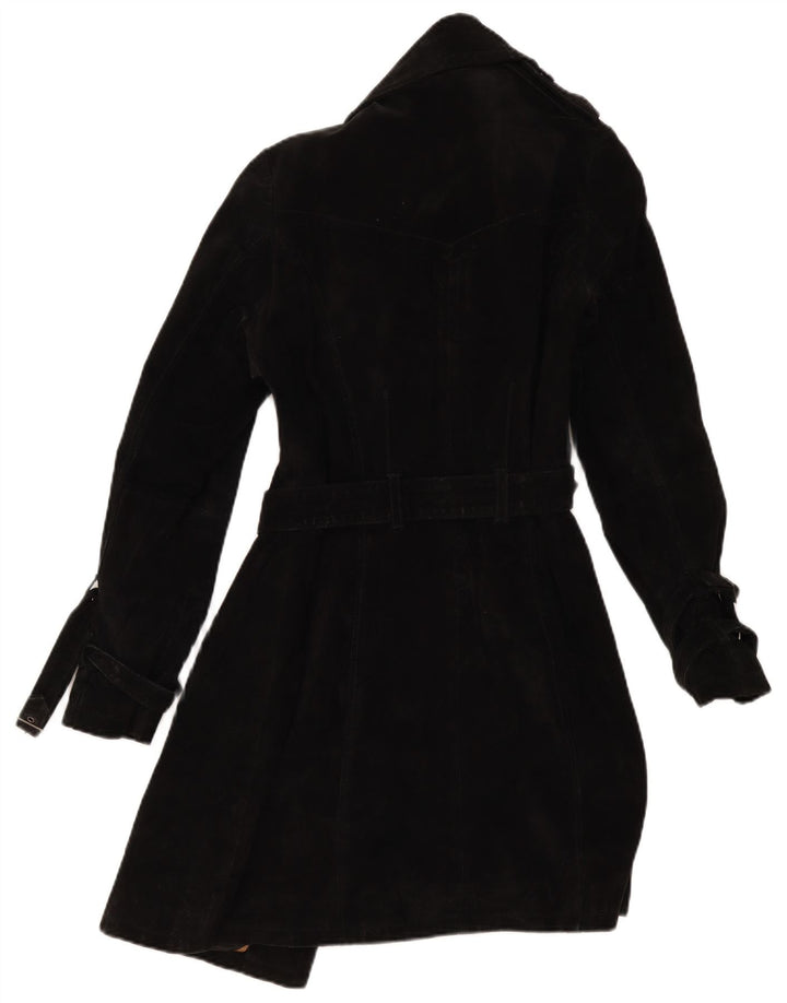 MONTGOMERY Zweireihiger Damen-Wildledermantel IT 40 Kleines schwarzes Leder