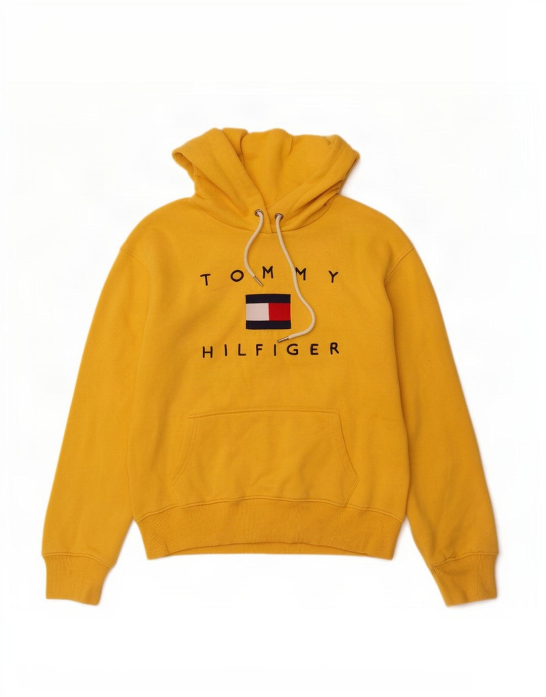 Tommy Hilfiger Herren-Pullover mit grafischem Kapuzenpullover, mittelgelbe Baumwolle