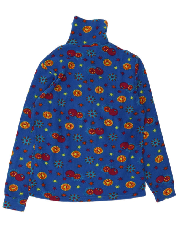 Conte of Florence Herren-Fleecepullover mit Reißverschluss am Hals, mittelblaues Blumenmuster