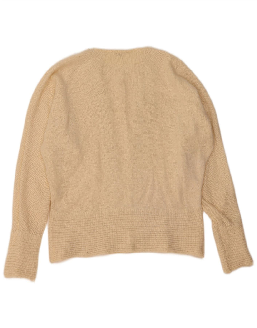 Vintage Damen Pullover mit U-Boot-Ausschnitt, IT 46, große cremefarbene Wolle