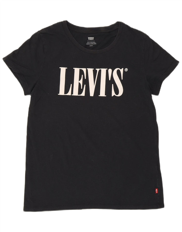 LEVI'S Damen-T-Shirt mit Grafik, UK 10, Größe S, Schwarz