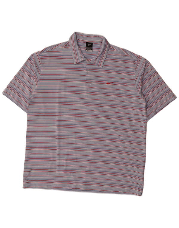 Nike Herren Poloshirt UK 45/47 XL Blau gestreift Polyester