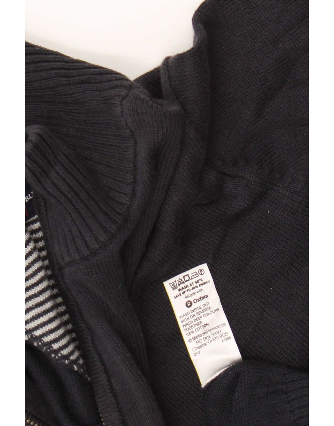 Marks & Spencer Herren-Pullover mit Reißverschluss am Hals, mittelmarineblaue Baumwolle