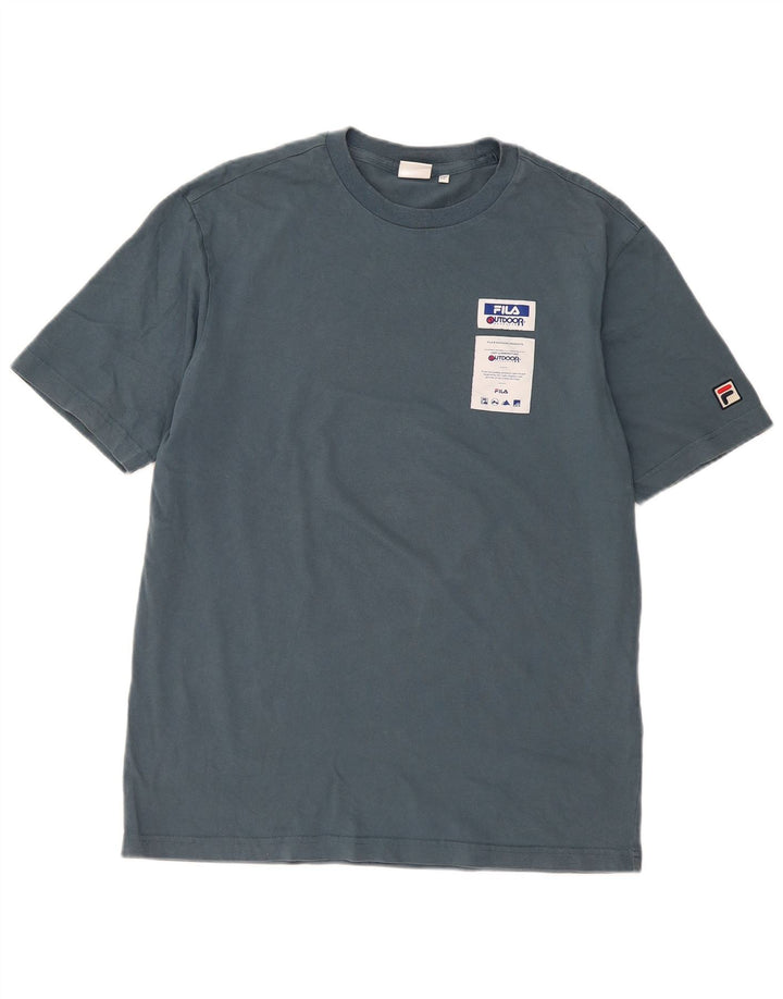 Fila Herren Loose Fit Graphic T-Shirt Top Mittelblau