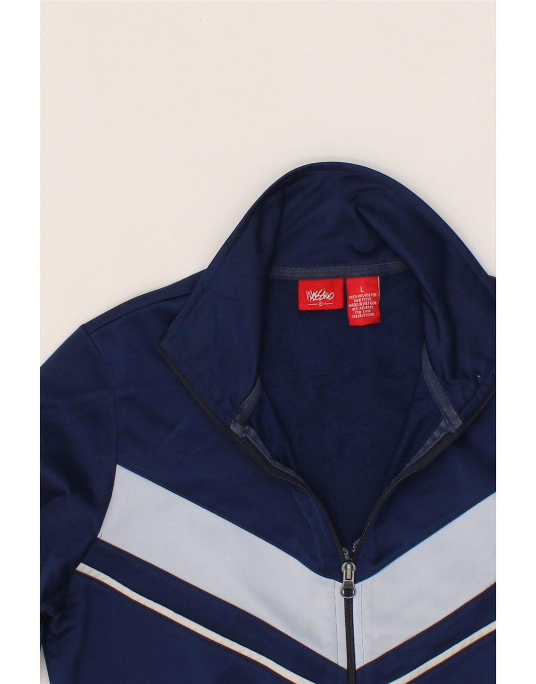 MOSSIMO Womens Tracksuit Top Jacket UK 14 Large Navy Blue Colourblock Vintage Mossimo and Second-Hand Mossimo from Messina Hembry 