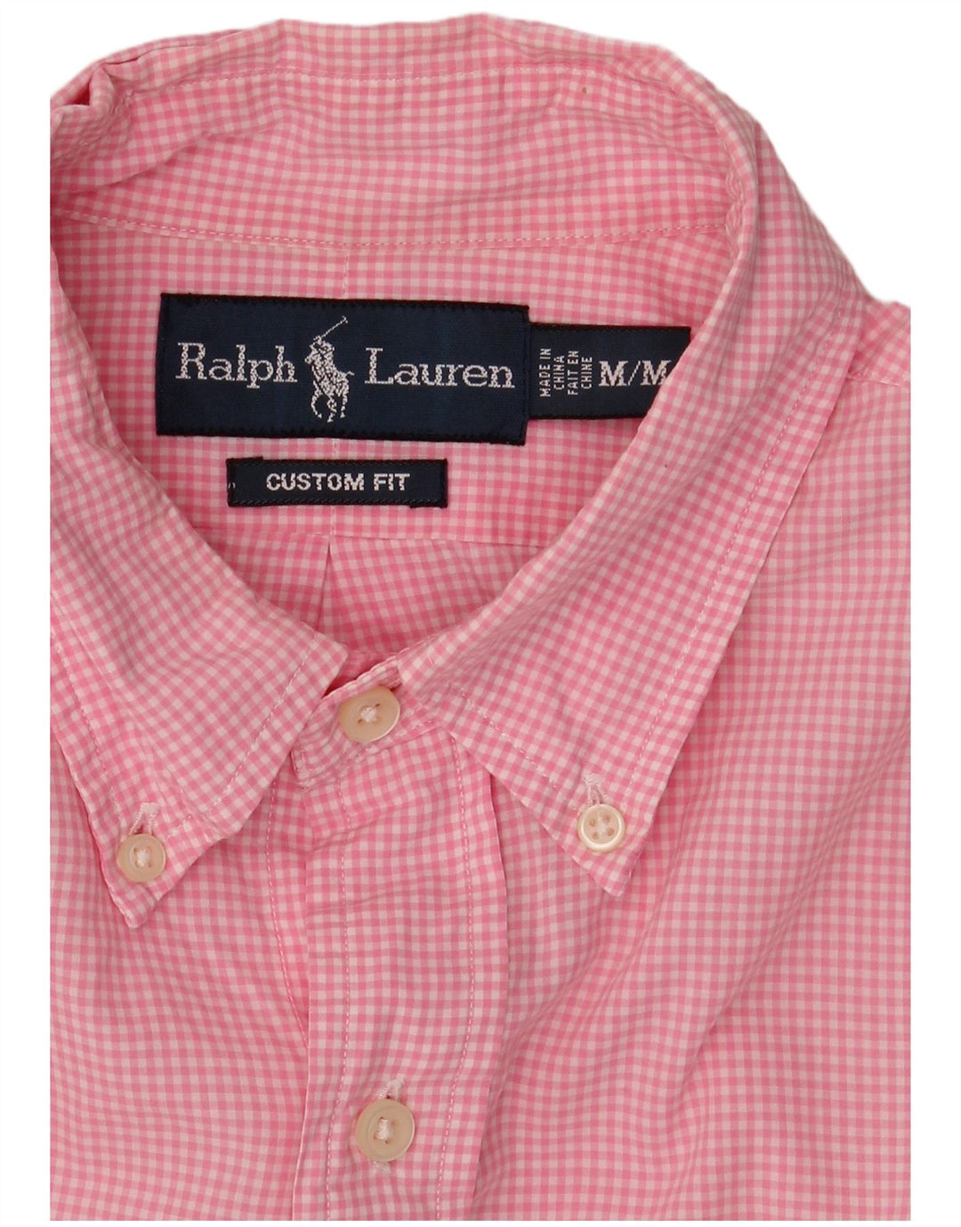 Ralph Lauren Herren-Hemd mit individueller Passform, mittelrosa, Gingham-Baumwolle