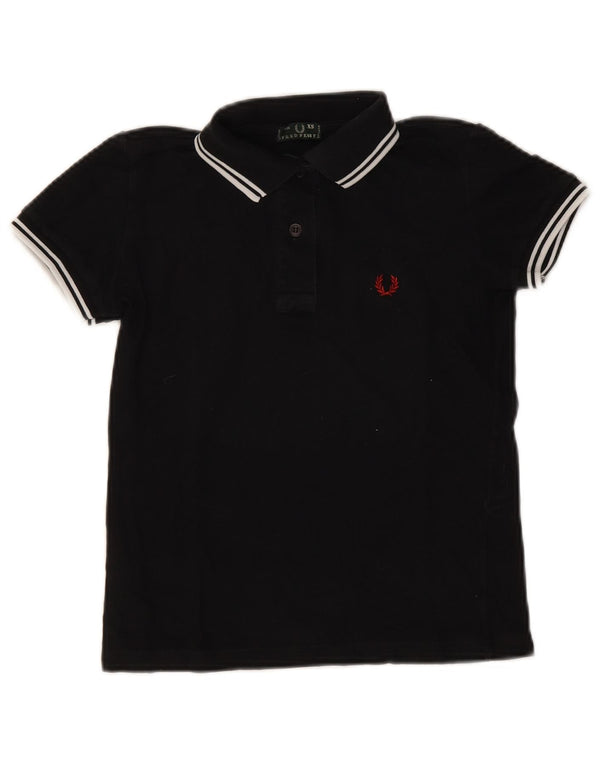 Fred Perry Damen Crop Poloshirt UK 6 XS Schwarz Baumwolle