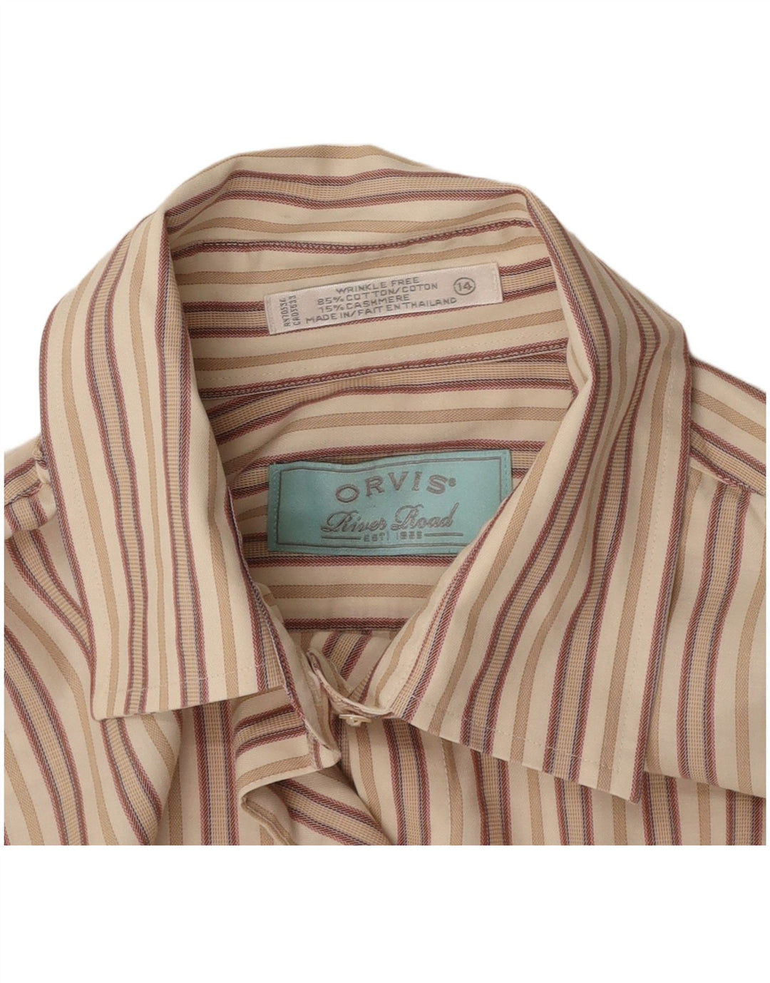 ORVIS Damenhemd US 14 XL Beige gestreifte Baumwolle