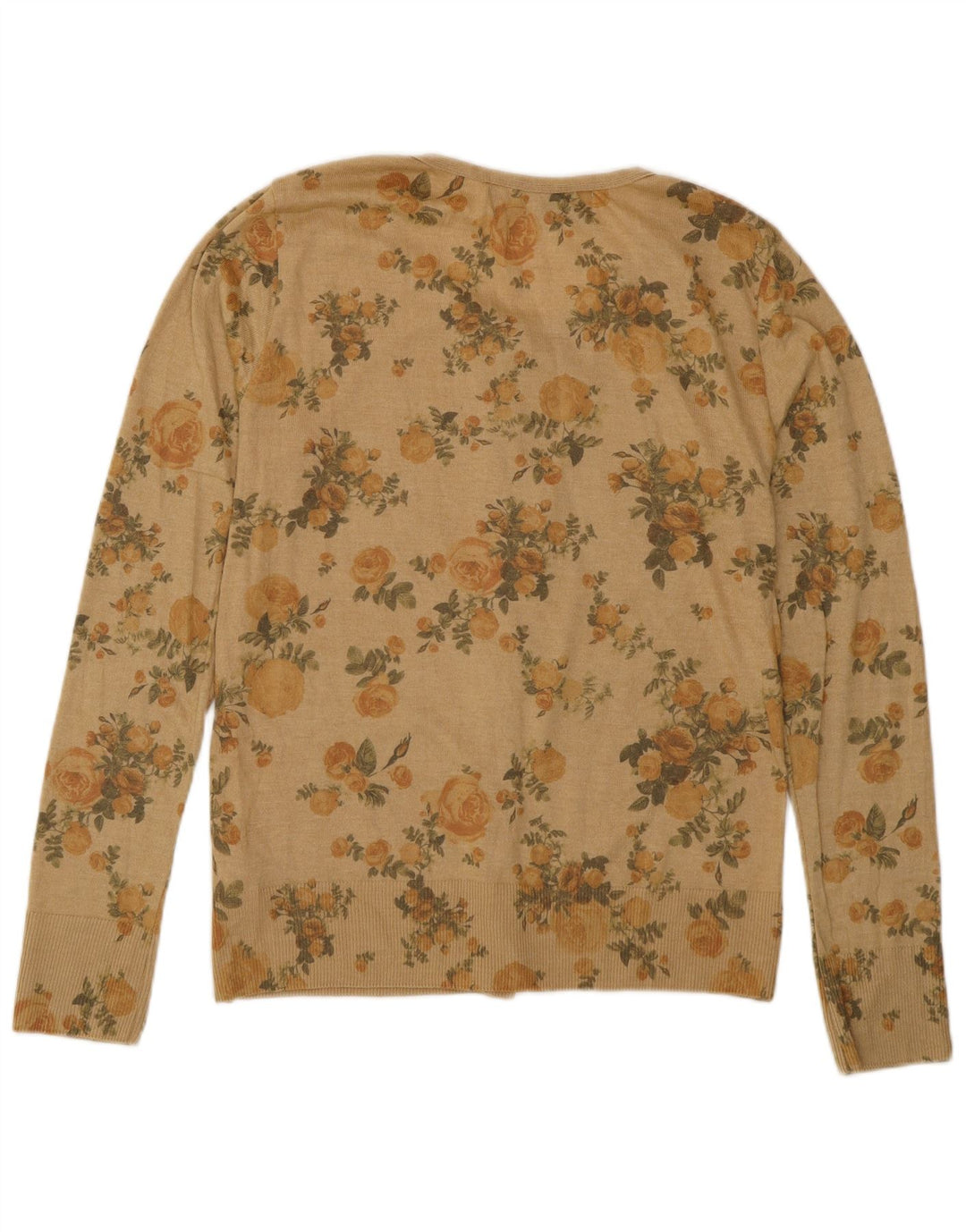 Zara Damen-Cardigan-Pullover UK 14 Large Beige Floral Polyester