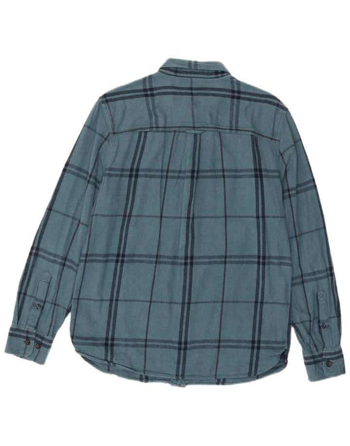 Fat Face Herren-Flanellhemd aus mittelblauer, karierter Baumwolle