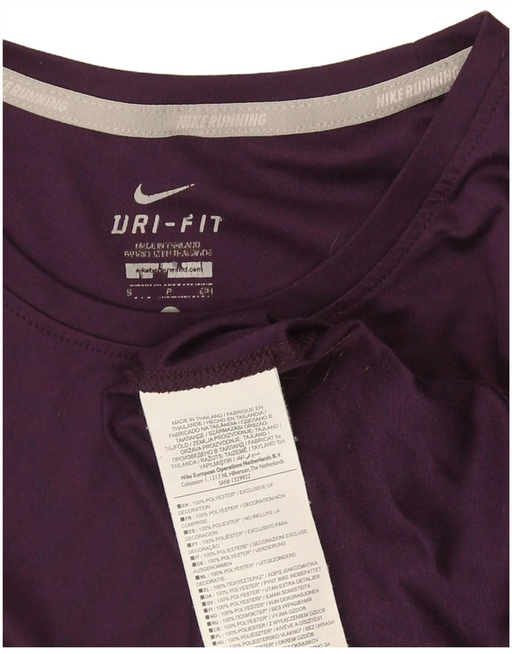 Nike Damen Dri Fit T-Shirt Top UK 8 Small Lila Polyester