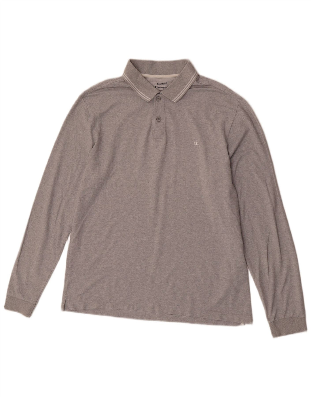 Champion Herren-Langarm-Poloshirt, große graue Baumwolle