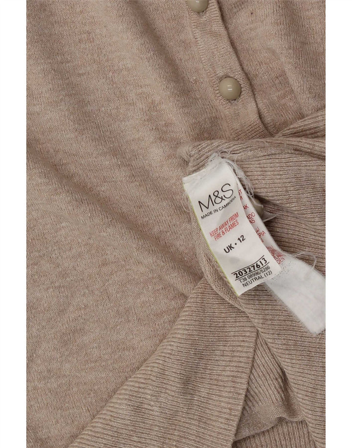 Marks & Spencer Damen Crop Cardigan Pullover UK 12 Mittelbeige Viskose