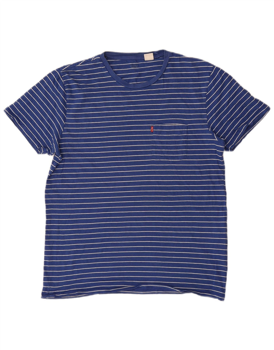 Levi's Herren-T-Shirt-Oberteil aus mittelblauer, gestreifter Baumwolle