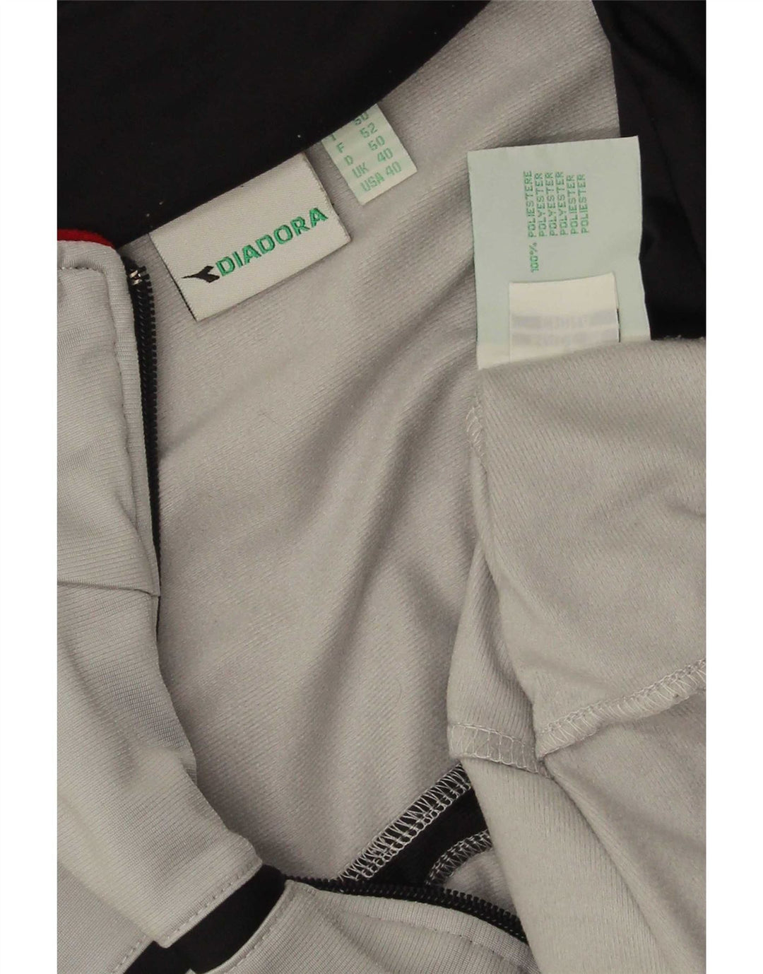 Diadora Herren-Trainingsanzug-Top-Jacke, UK 40, mittelgraues Polyester