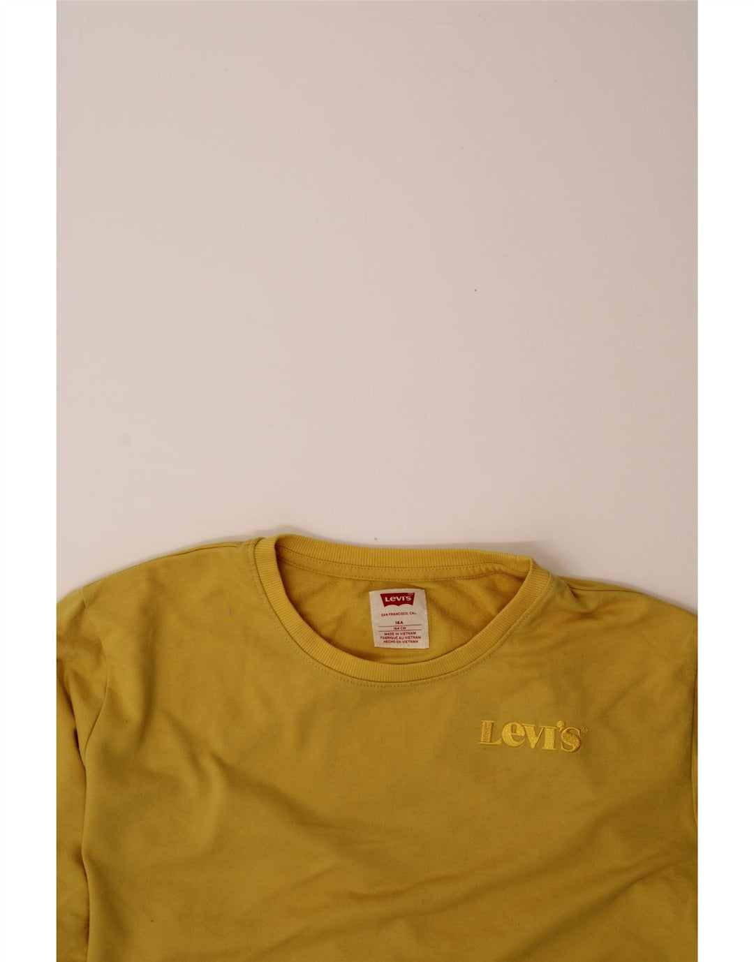 LEVI'S Girls Sweatshirt Jumper 15-16 Years Yellow Cotton Vintage Levi's and Second-Hand Levi's from Messina Hembry 