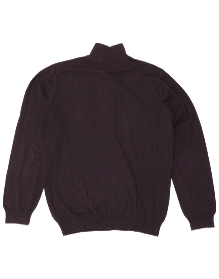 Trussardi Jeans Herren-Pullover mit Knopfkragen, mittleres Marineblau