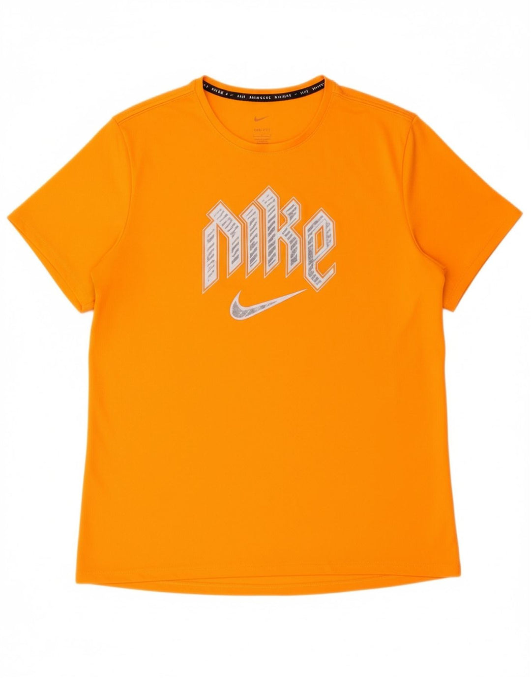 NIKE Mens Dri Fit Graphic T-Shirt Top Large Orange Polyester Vintage Nike and Second-Hand Nike from Messina Hembry 