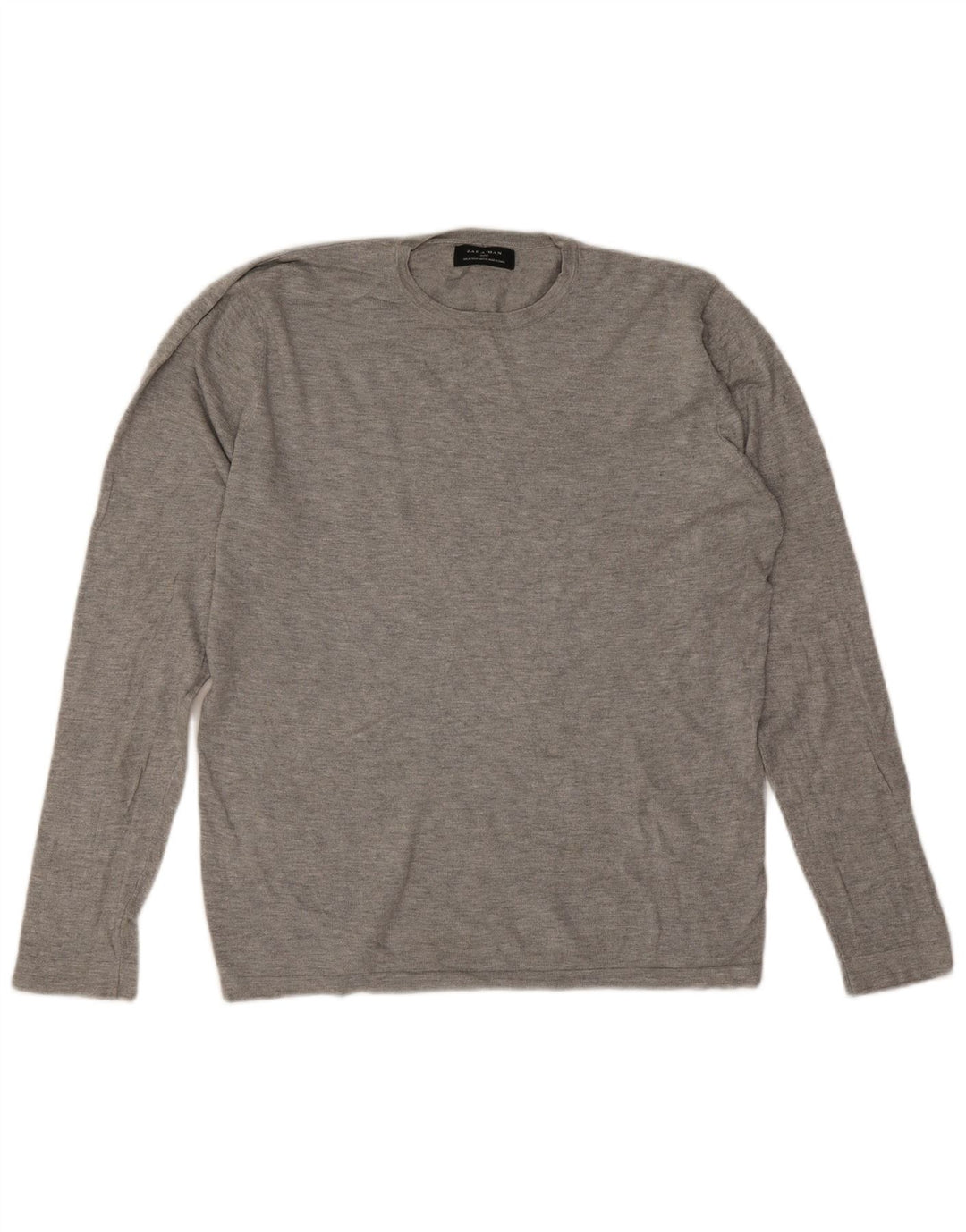 Zara Herren-Pullover mit Rundhalsausschnitt, mittelgraue Viskose