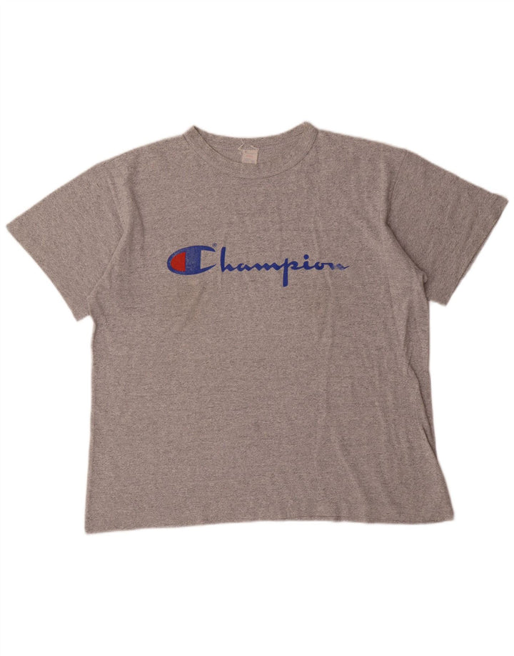 Champion Herren Grafik-T-Shirt-Oberteil, großes graues Acryl