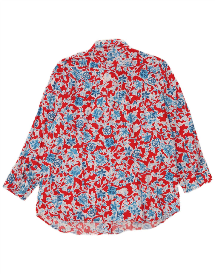 Chaps Damenhemd UK 18 XL Rot geblümt Baumwolle