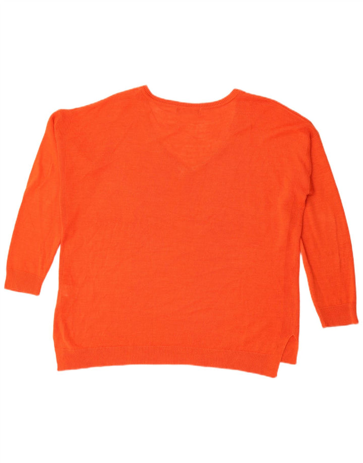 Marks & Spencer Damen-Pullover in Übergröße mit V-Ausschnitt, Gr. 14, Größe L, Orange
