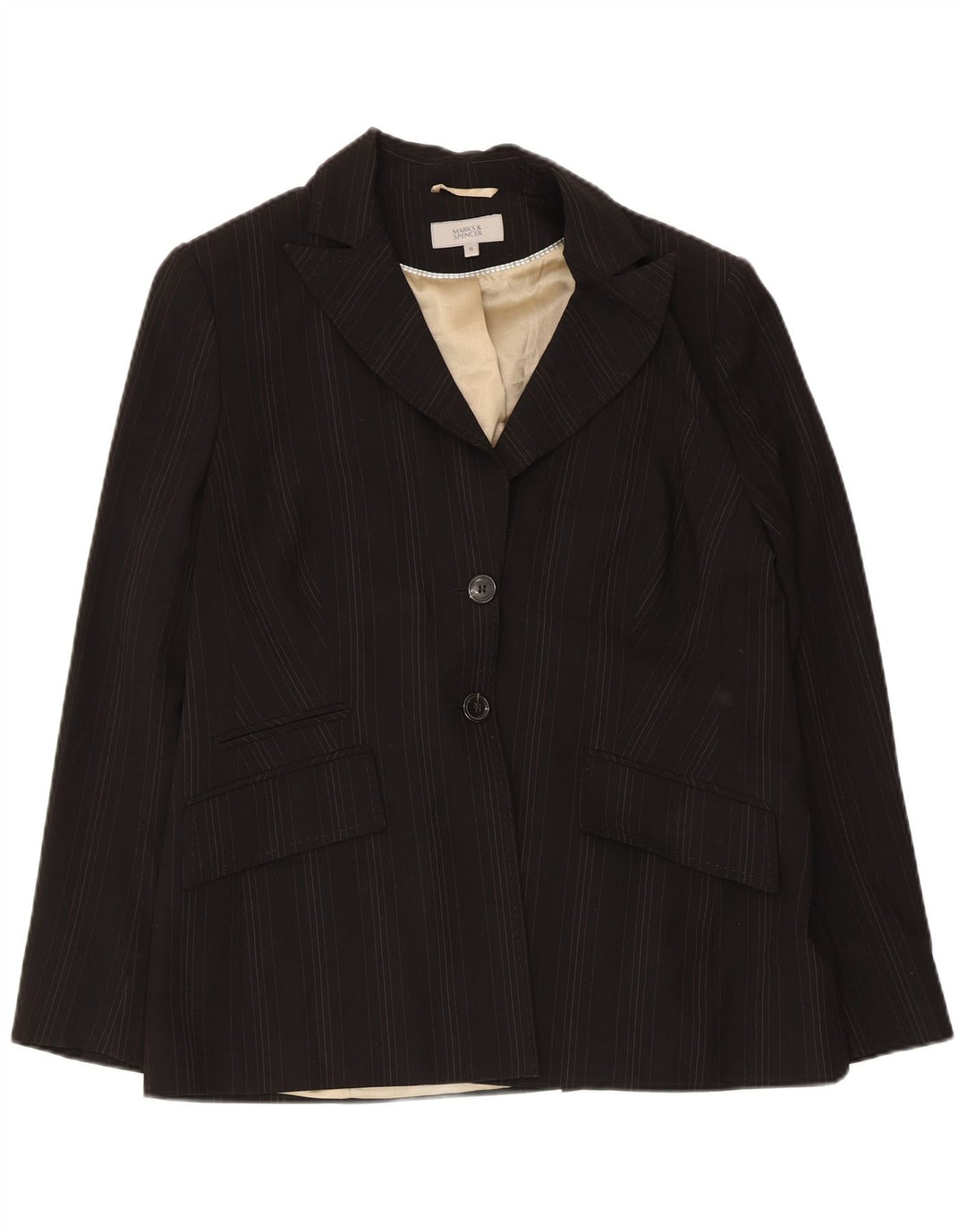 Marks & Spencer Damen-Blazer mit 2 Knöpfen, Gr. 16, groß, schwarz gestreift