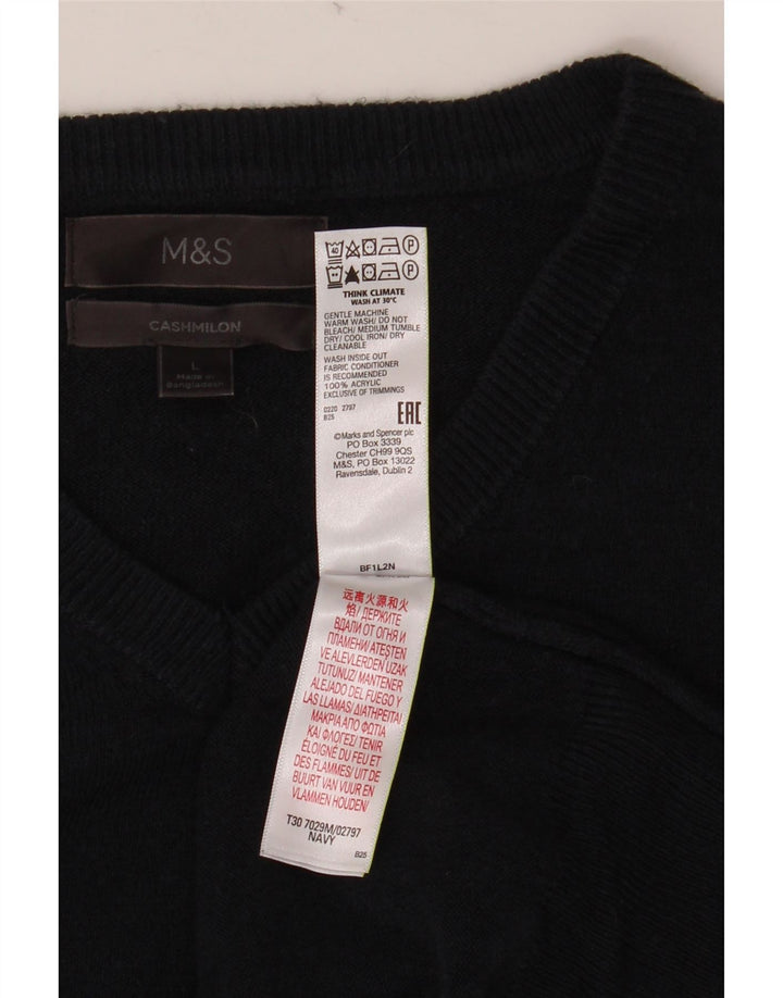MARKS & SPENCER Herren-Pullover mit V-Ausschnitt, groß, Marineblau, Acryl