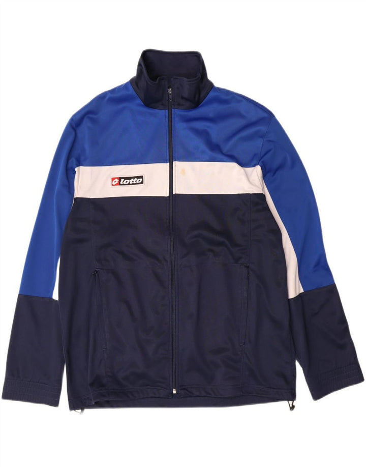 LOTTO Mens Tracksuit Top Jacket Large Navy Blue Colourblock Polyester