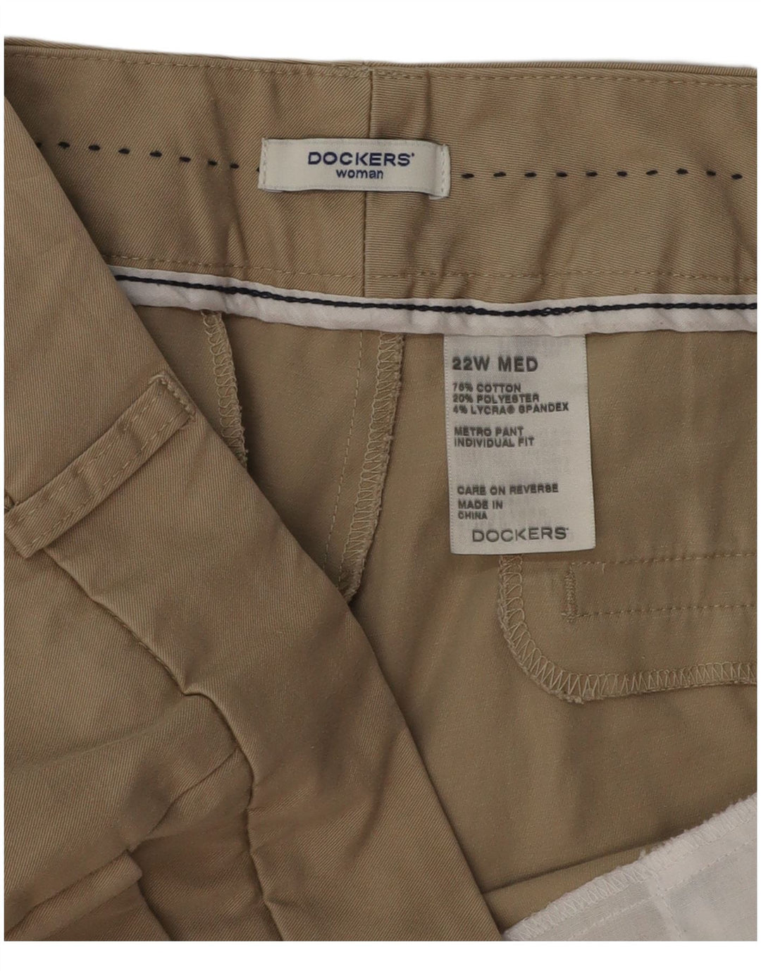 DOCKERS Gerade Freizeithose für Damen US 22 3XL W42 L30 Beige Baumwolle