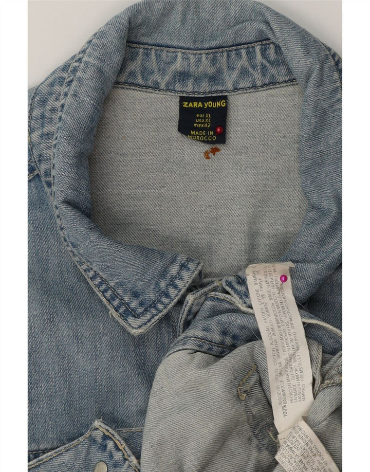 ZARA Herren Jeansjacke UK 42 XL Blaue Baumwolle