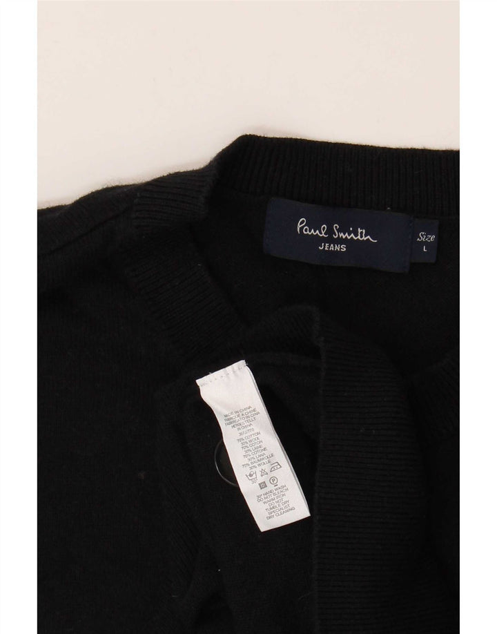 Paul Smith Herren-Pullover mit Rundhalsausschnitt, groß, aus schwarzer Baumwolle