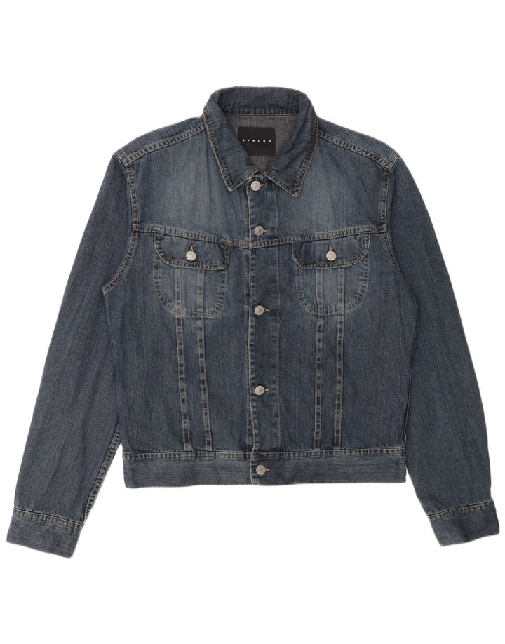 Sisley Herren Jeansjacke UK 40 Große blaue Baumwolle