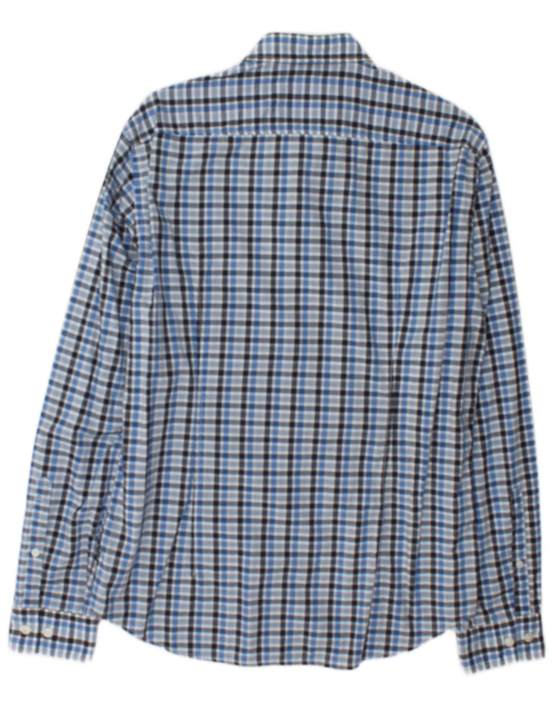 Hugo Boss Herrenhemd aus mittelblau karierter Baumwolle