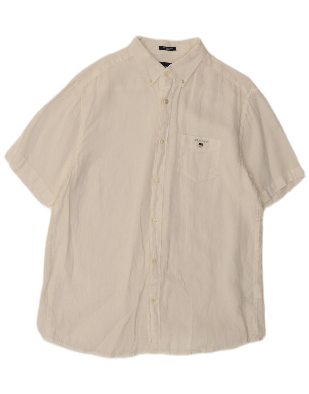 Gant Herren-Hemd, kurzärmelig, reguläre Passform, XL, weißes Leinen